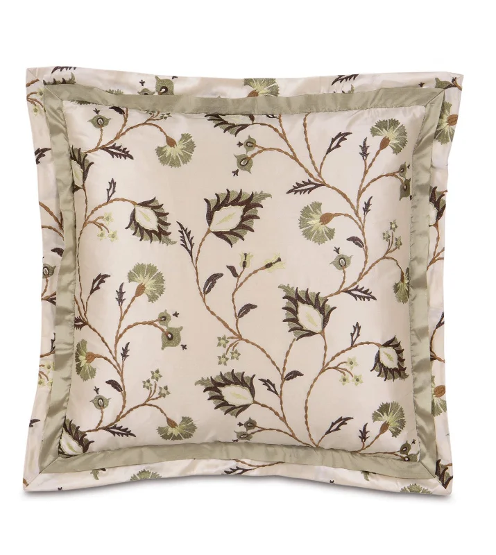 Sage 100% Silk Double Flange Throw Pillow Cover 20x20