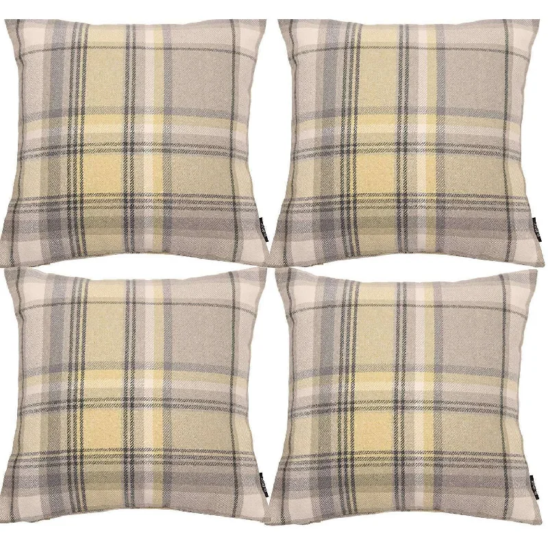 Heritage Yellow + Grey Tartan 43cm x 43cm Cushion Sets