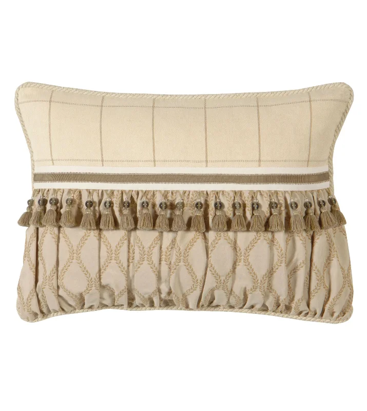 Franklin Beaded Tassel Trim Lumbar Pillow Cover 16x22