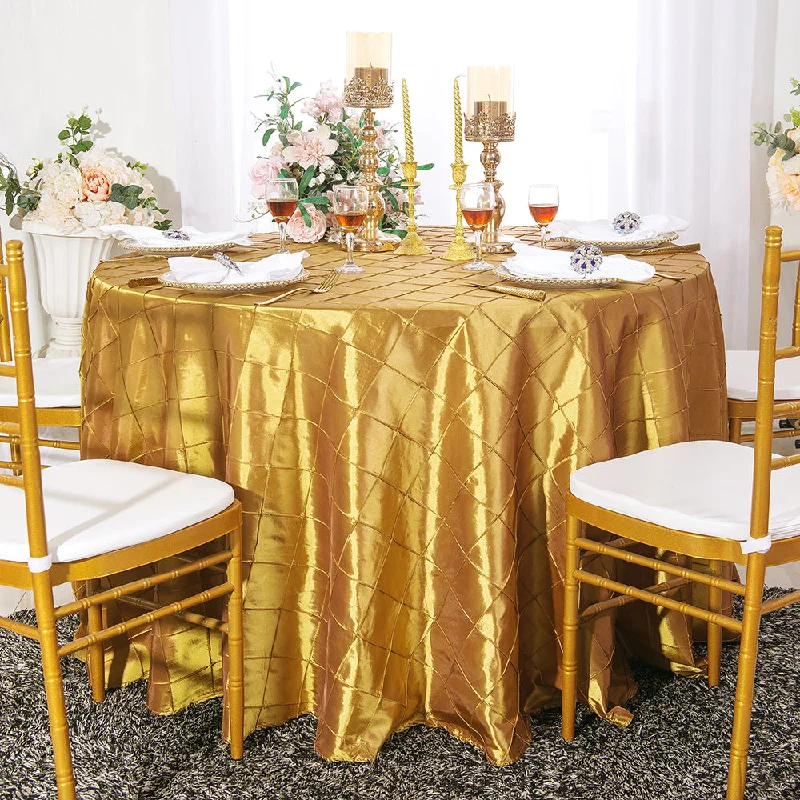 108" Seamless Round Pintuck Taffeta Tablecloth - Gold (1pc)