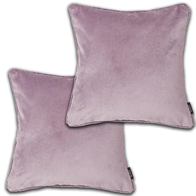 Matt Lilac Purple Velvet 43cm x 43cm Piped Cushion Sets