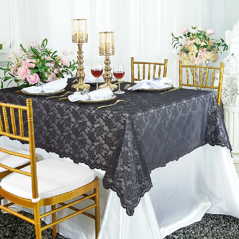 54"x108" Rectangular Caspari Lace Tablecloth/Table Overlay Topper - Pewter/Charcoal (1pc)