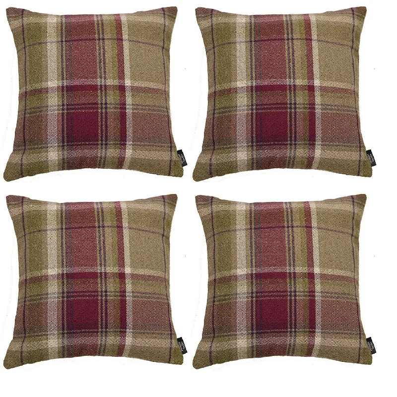 Heritage Purple + Green Tartan 43cm x 43cm Cushion Sets