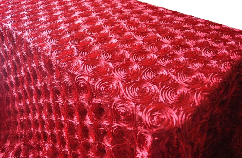 90"x156" Seamless Rectangular Satin Rosette Tablecloth - Apple Red (1pc)