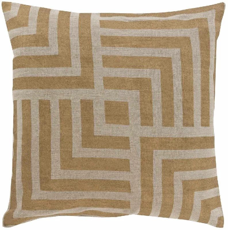 Atworth Tan Geometric Maze Throw Pillow - Clearance