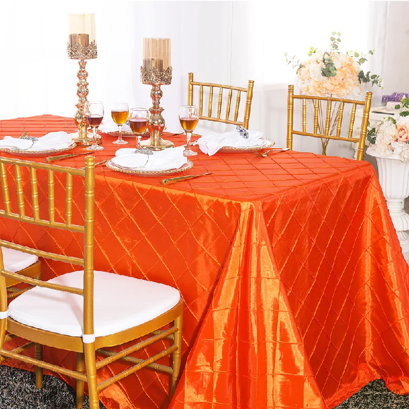 90"x132" Seamless Rectangular Pintuck Taffeta Tablecloth - Orange (1pc)