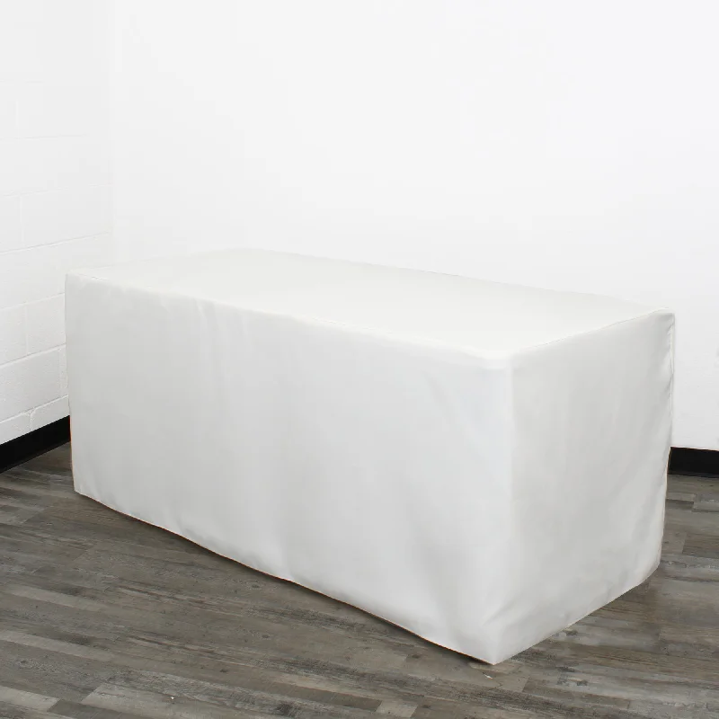 8 ft. Polyester Fitted Tablecloth Rectangular White