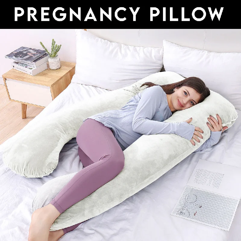 Pregnancy Support Pillow / U- Shape Maternity Pillow / Sleeping Support Pillow In Off-White Color