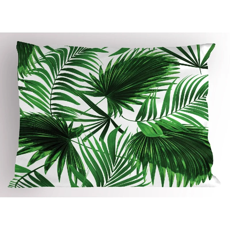 Ambesonne Palm Leaf Pillow Sham, Decorative Standard King Size Printed Pillowcase