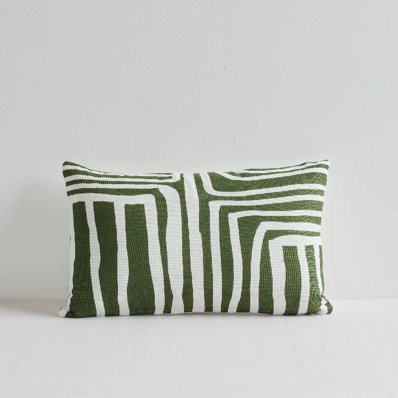 Abstract Leaf Cushion - Mid Green/White - 30x50cm