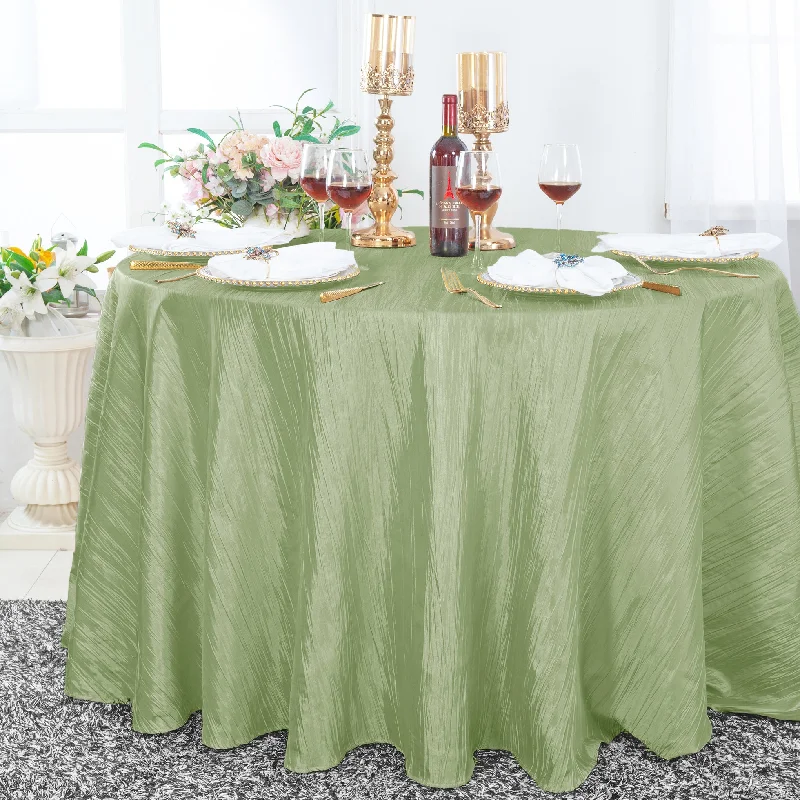 132" Round Accordion Crinkle Taffeta Tablecloth - Sage Green (1pc)