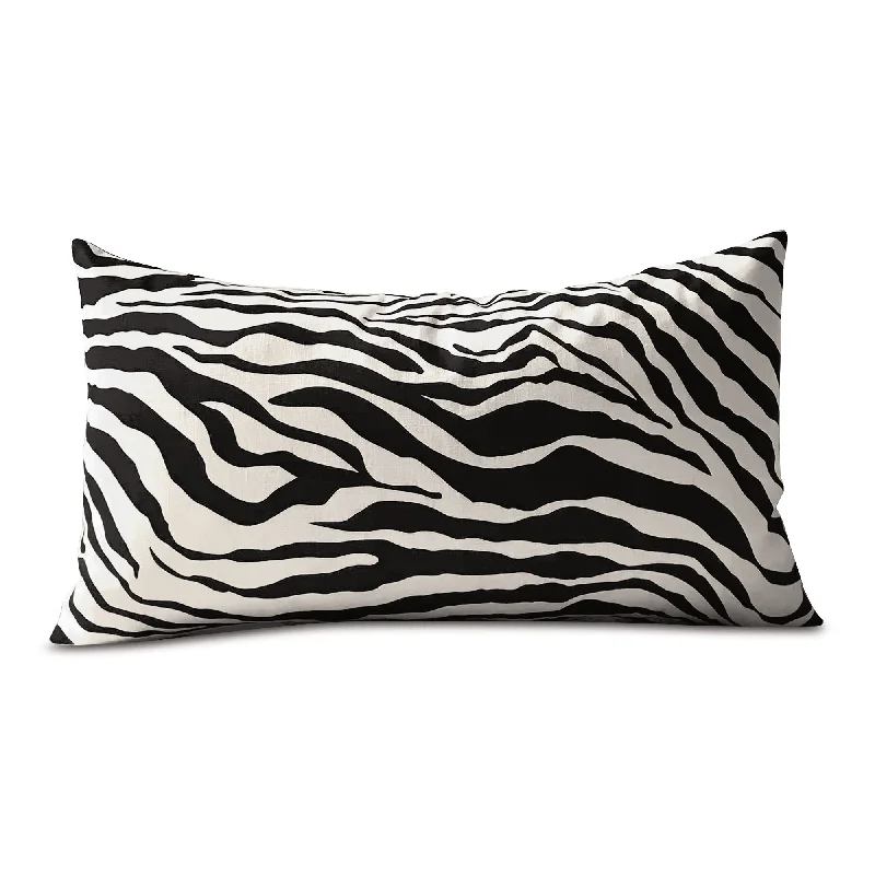 Zebra 100% Cotton Lumbar Pillow Cover 15x26