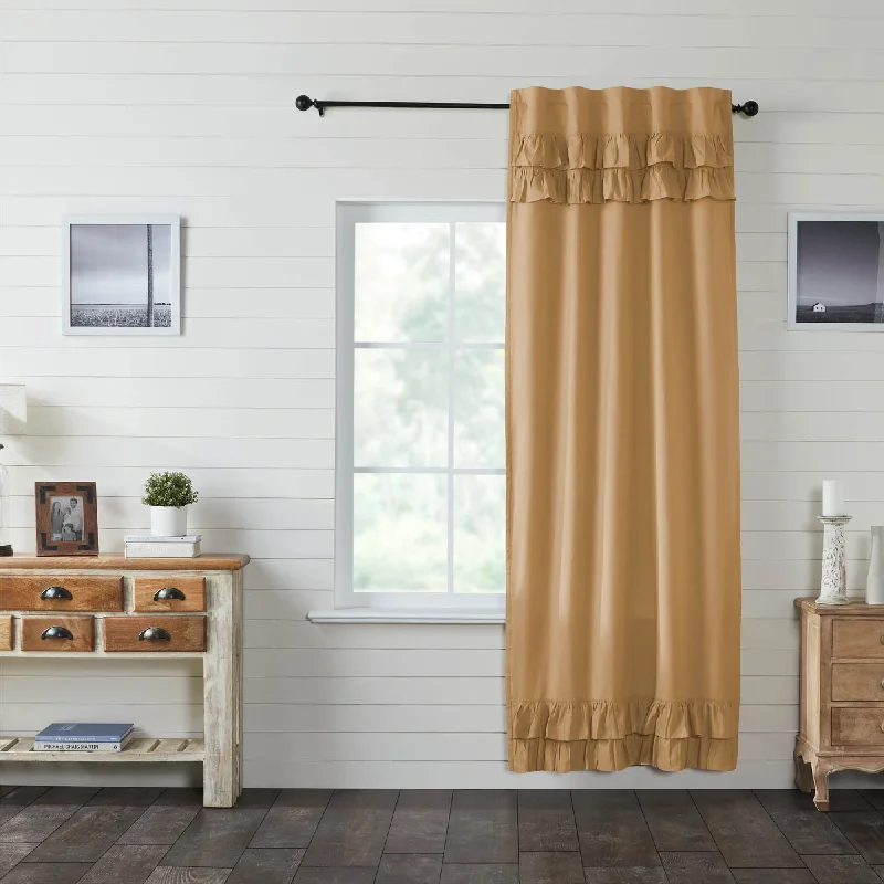 Simple Life Flax Khaki Ruffled Panel Curtain 96"x40" VHC Brands