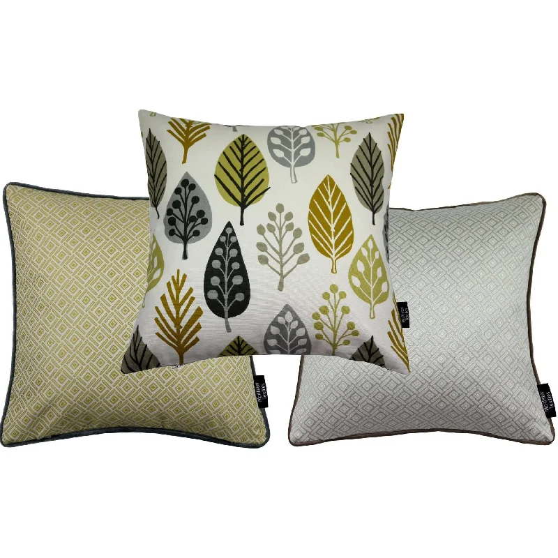 Scandinavian Yellow + Grey 43cm x 43cm Cushion Set of 3