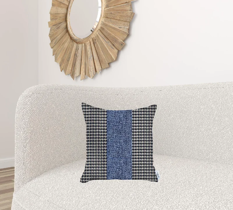 Blue Houndstooth Decorative Throw Pillow