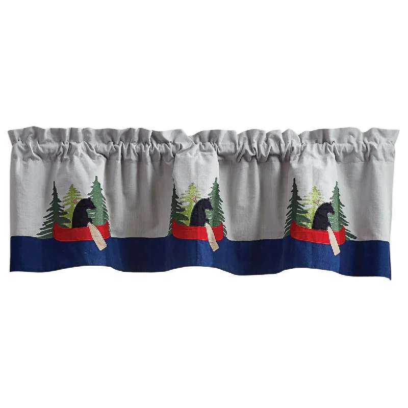 Boundary Waters Appliqued Valance 14"L - Set of 2 Park designs