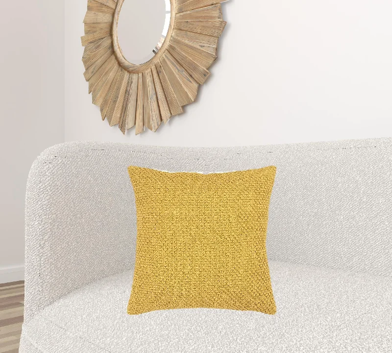 Yellow Nubby Textured Modern Throw Pillow