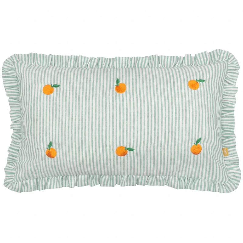 Les Fruites Embroidered Ruffle Cushion Orange