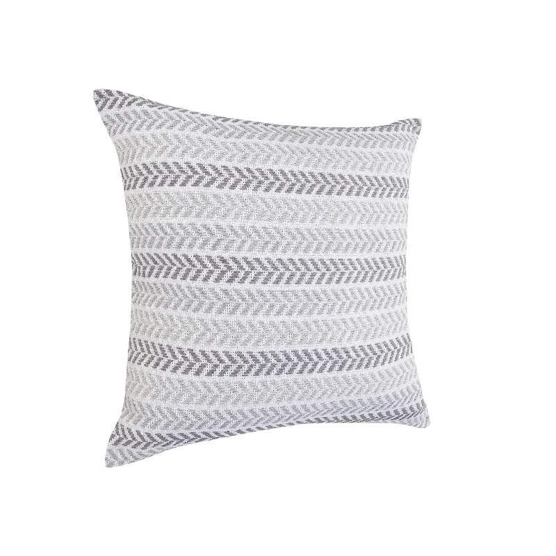 18" X 18" Gray and White Chevron Cotton Zippered Pillow