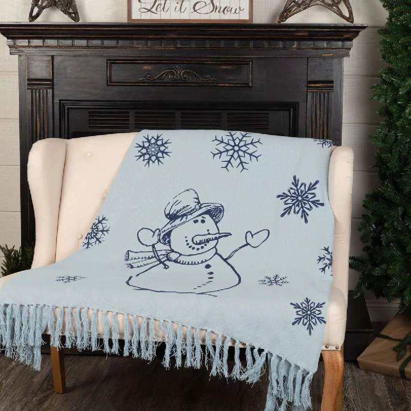 Happy Snowman Navy Woven Throw 60" x 50" VHC Brands