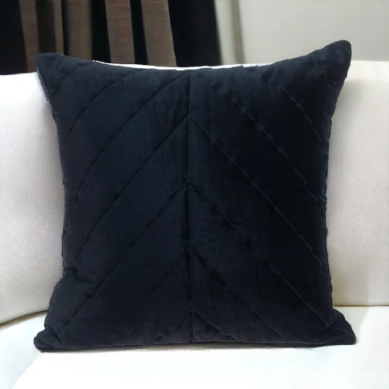 20" Black Cotton Blend Throw Pillow