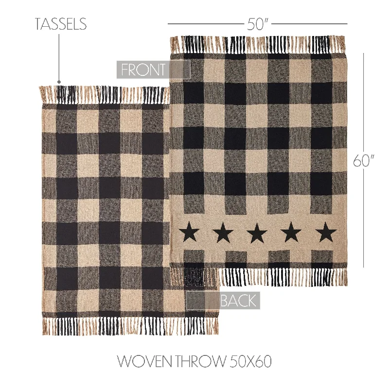 Black Check Star Woven Throw 50x60