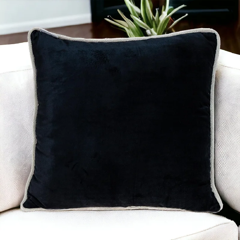 Reversible Black and White Square Velvet Throw Pillow