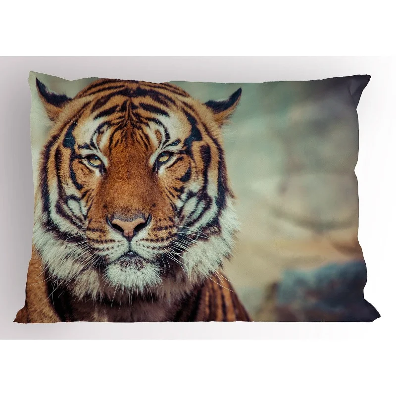 Ambesonne Tiger Pillow Sham, Decorative Standard Queen Size Printed Pillowcase