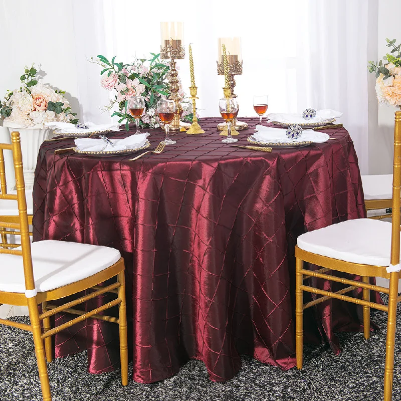 108" Seamless Round Pintuck Taffeta Tablecloth - Burgundy (1pc)