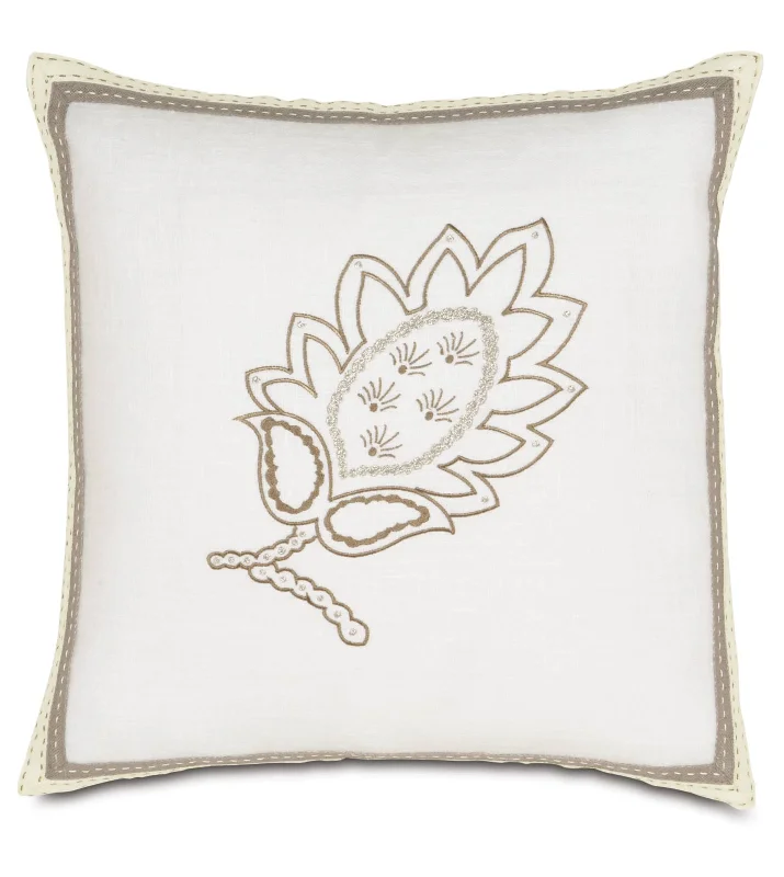 Hortencia Embroidered Throw Pillow Cover 16x16