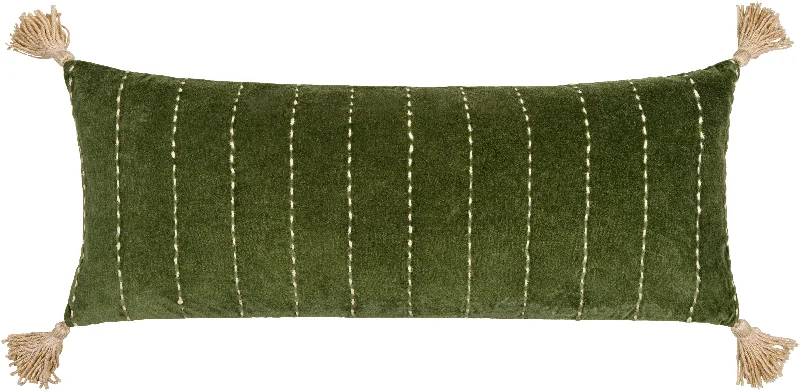 Velvet Olive Kantha Pillow