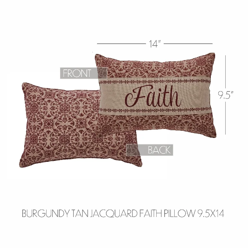 Custom House Burgundy Tan Jacquard Faith Pillow 9.5x14