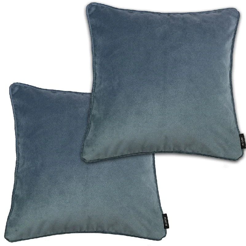 Matt Petrol Blue Velvet 43cm x 43cm Piped Cushion Sets