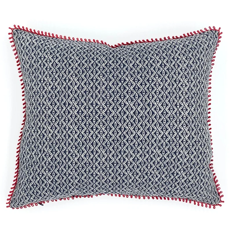 Navy Blue Mediterranean Lumbar Pillow Cover 15x18