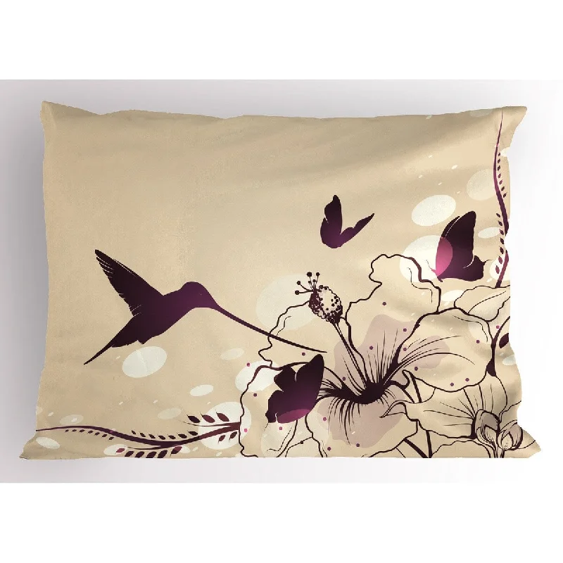 Ambesonne Birds Pillow Sham, Decorative Standard Queen Size Printed Pillowcase