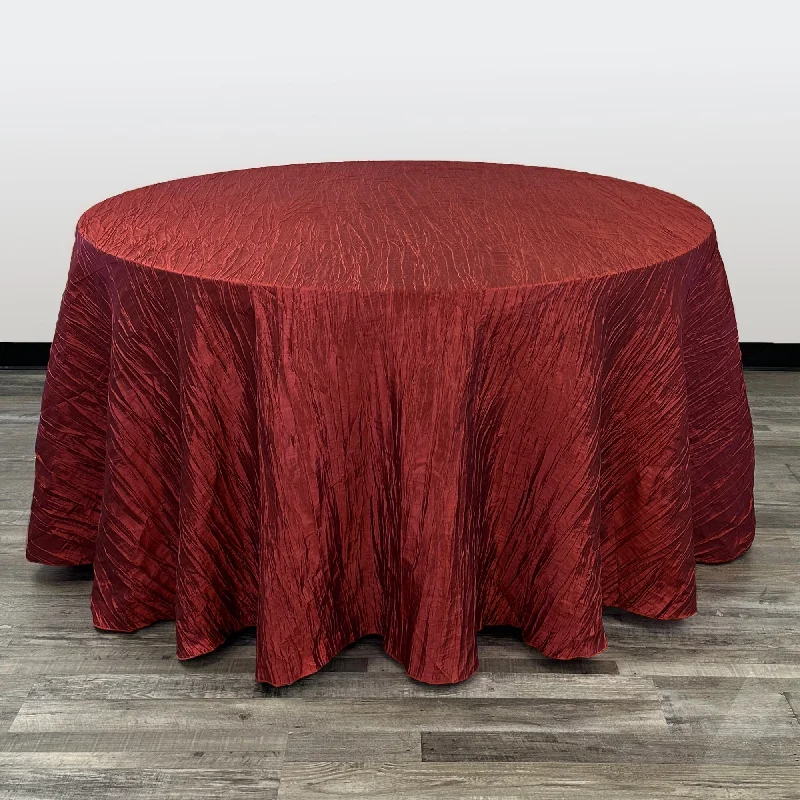 120 inch Crinkle Taffeta Round Tablecloth Burgundy