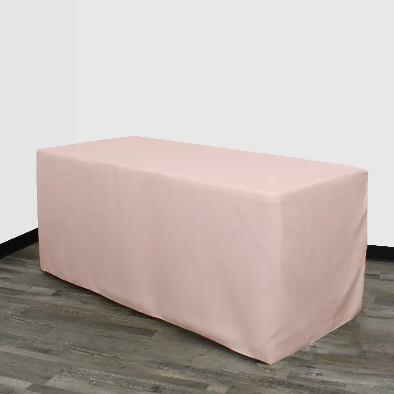 8 ft. Polyester Fitted Tablecloth Rectangular Blush