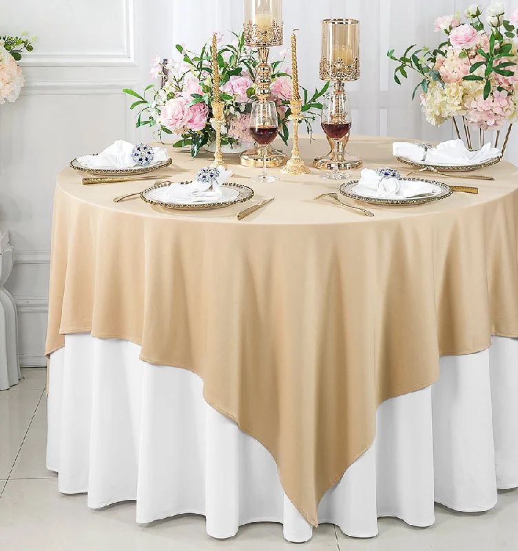 72"x72" Seamless Square Scuba (Wrinkle-Free) (240 GSM) Tablecloth /Table Overlay- Champagne (Old Shade) (1pc)