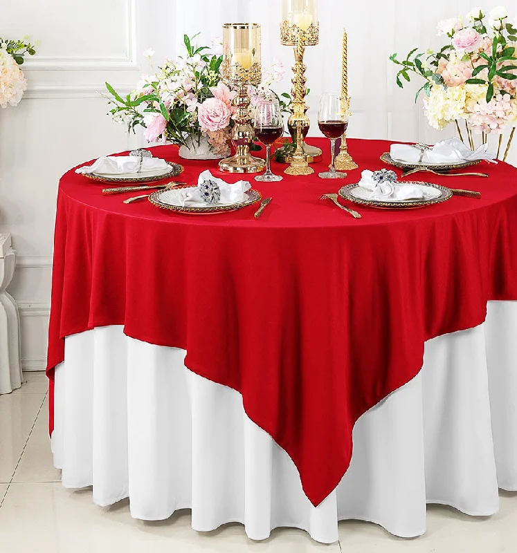 72"x72" Seamless Square Scuba (Wrinkle-Free) (240 GSM) Tablecloth /Table Overlay- Red (1pc)