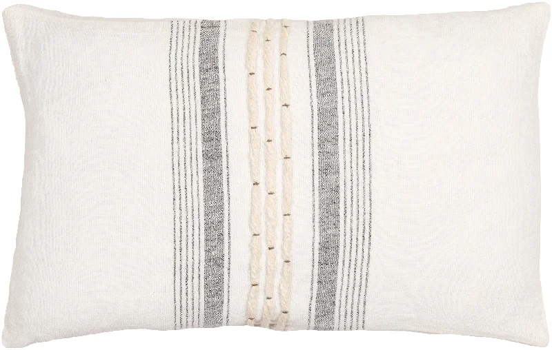 Linen Stripe Fringe Embellished Pillow