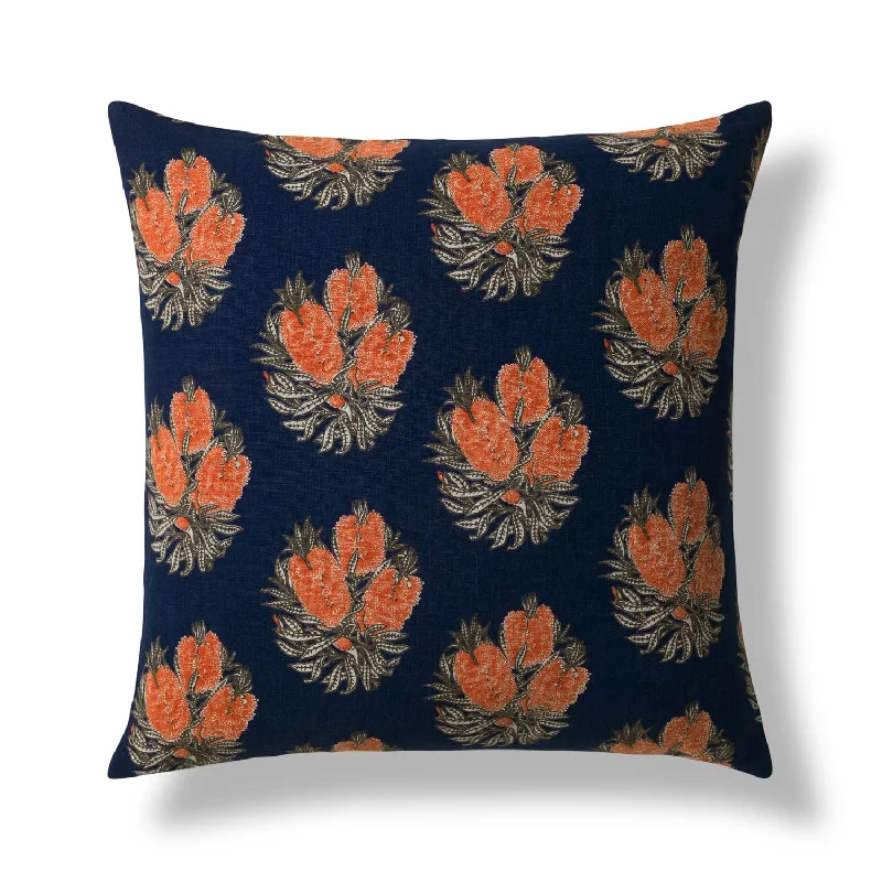 Cameo Navy 24"x24" Linen Cushion Cover