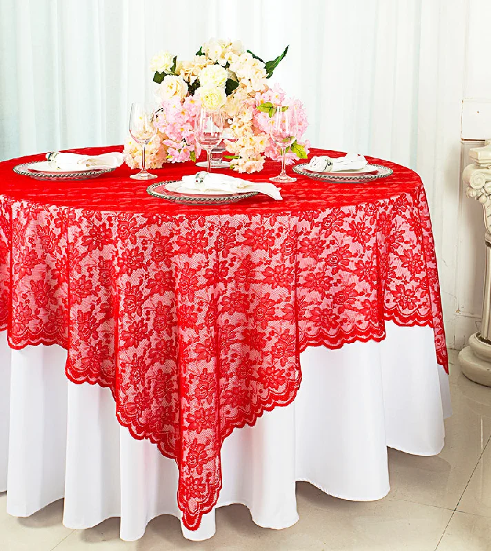 54"x54" Square Caspari Lace Tablecloth/Table Overlay - Red (1pc)