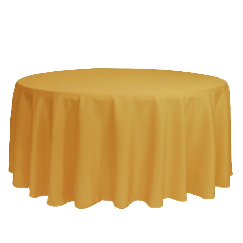 132 inch Polyester Round Tablecloth Gold