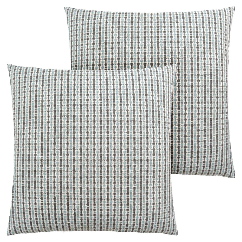 Set Of Two 18" X 18" Blue and Gray Polyester Striped Zippered Pillow