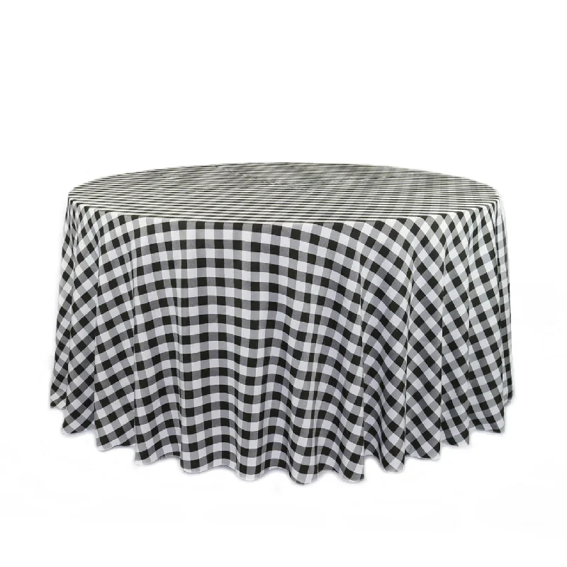 120 inch Polyester Round Tablecloth Checkered Black