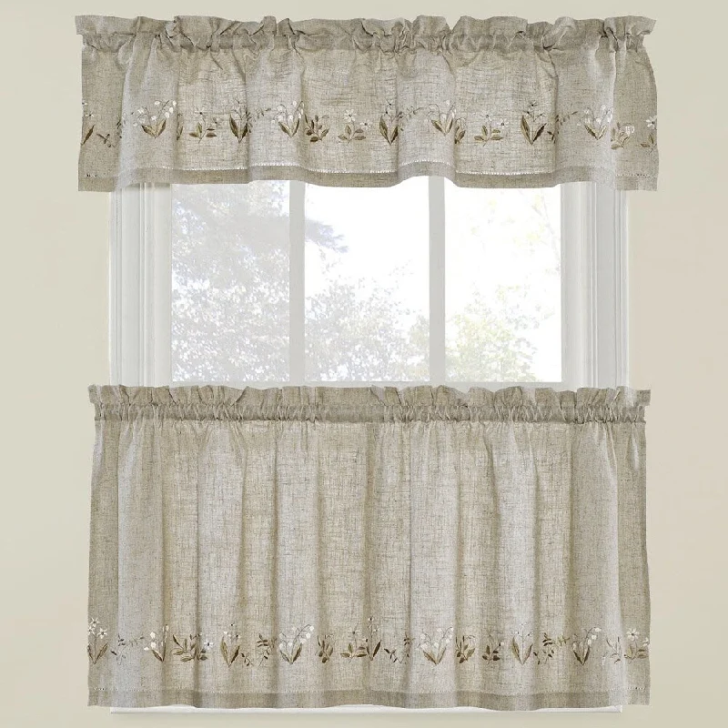 Natural Lilly Of The Valley Curtain Tier Set