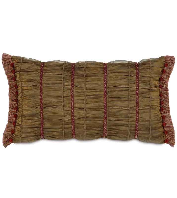 Barrington Bronze Ruched Lumbar Pillow Cover 15x26