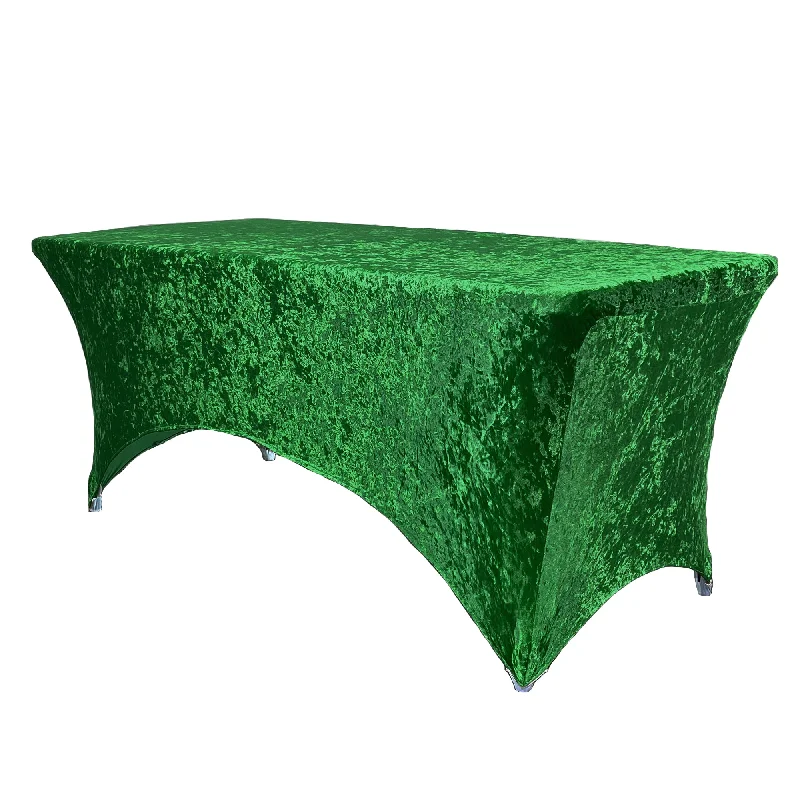 Velvet Spandex 6 Ft Rectangular Table Cover Emerald Green