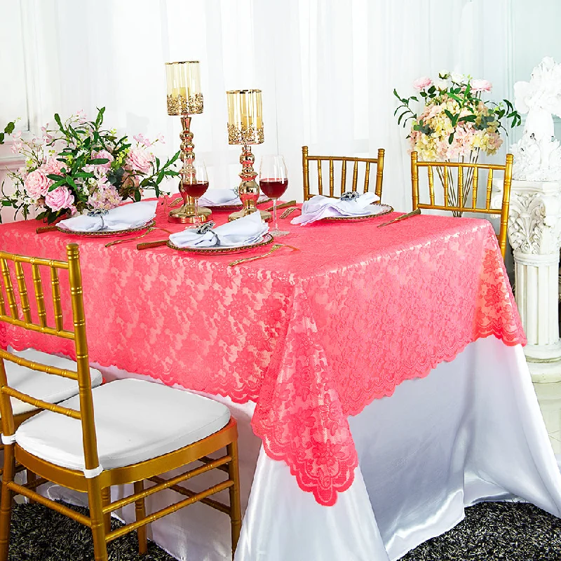 54"x108" Rectangular Caspari Lace Tablecloth/Table Overlay Topper- Coral (1pc)