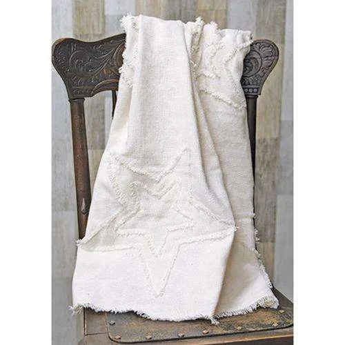 Burlap Antique White Star Woven Throw